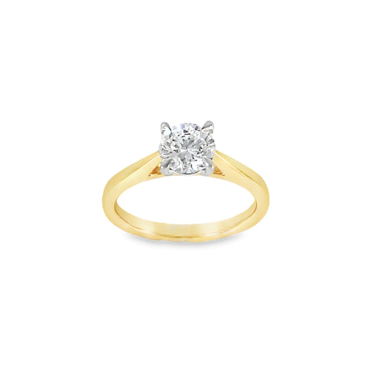 9ct Cultured Diamond 4 Claw Round Brilliant Solitaire Ring 1.00ct