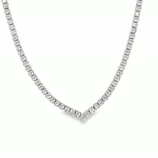 Sterling Silver CZ 1mm Tennis Necklet