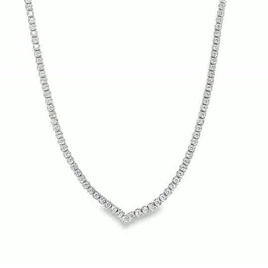 Sterling Silver CZ 1mm Tennis Necklet