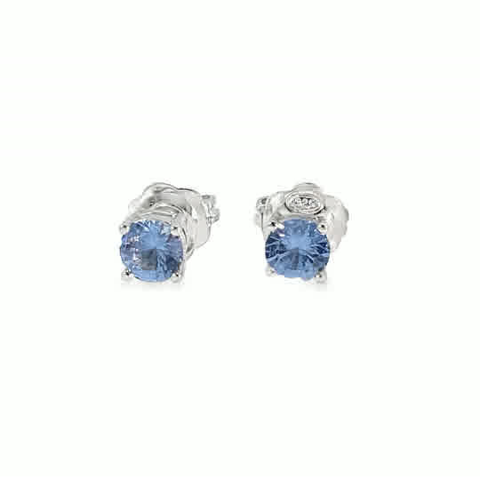Sterling Silver CZ 5mm Round Light Blue Stud Earrings