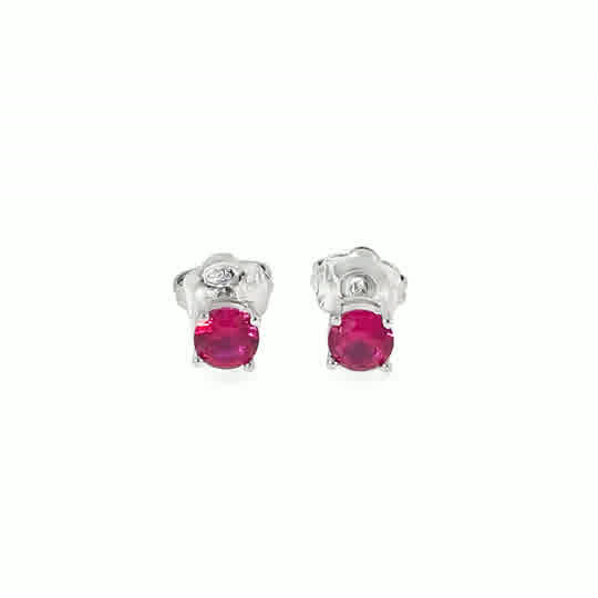 Sterling Silver CZ 5mm Round Red Stud Earrings