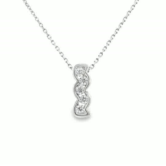 9ct White Gold 5 Stone CZ Wave Pendant