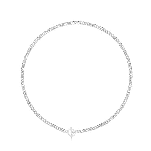 Sterling Silver Curb Necklet with T-Bar