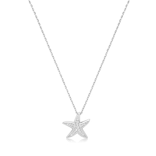 Sterling Silver CZ Starfish Necklet