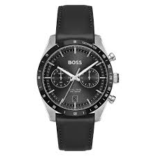 Gents Hugo Boss Tourmaster 41mm Black Leather Strap Watch