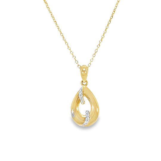 9ct Open Pear Diamond Swirl Pendant 0.04ct