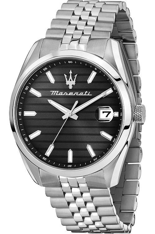Gents Stainless Steel Maserati Attrazione Round 43mm Black Dial Watch