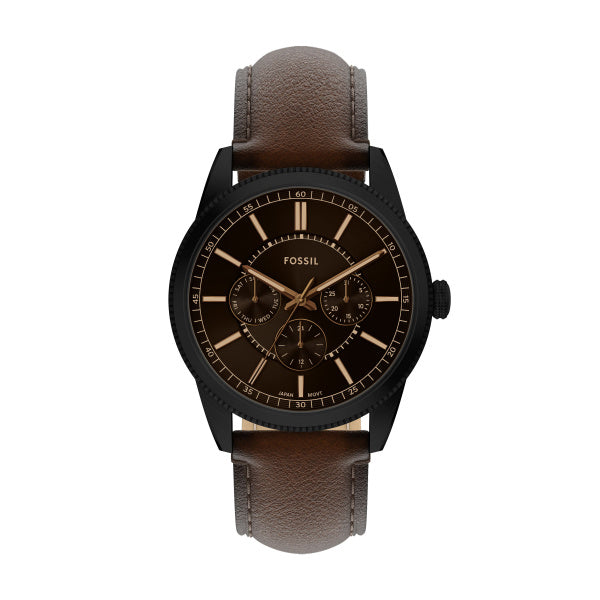 Gents Fossil Pearson Chronograph Black Dial Brown Strap Watch
