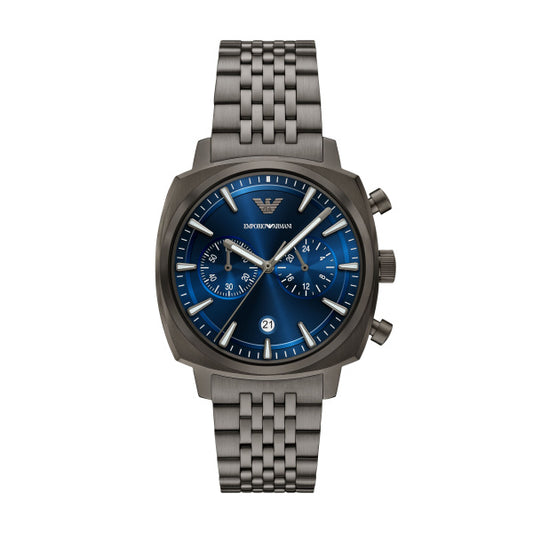 Gents Armani Stainless Steel Carlo Blue Chronograph Watch 40mm