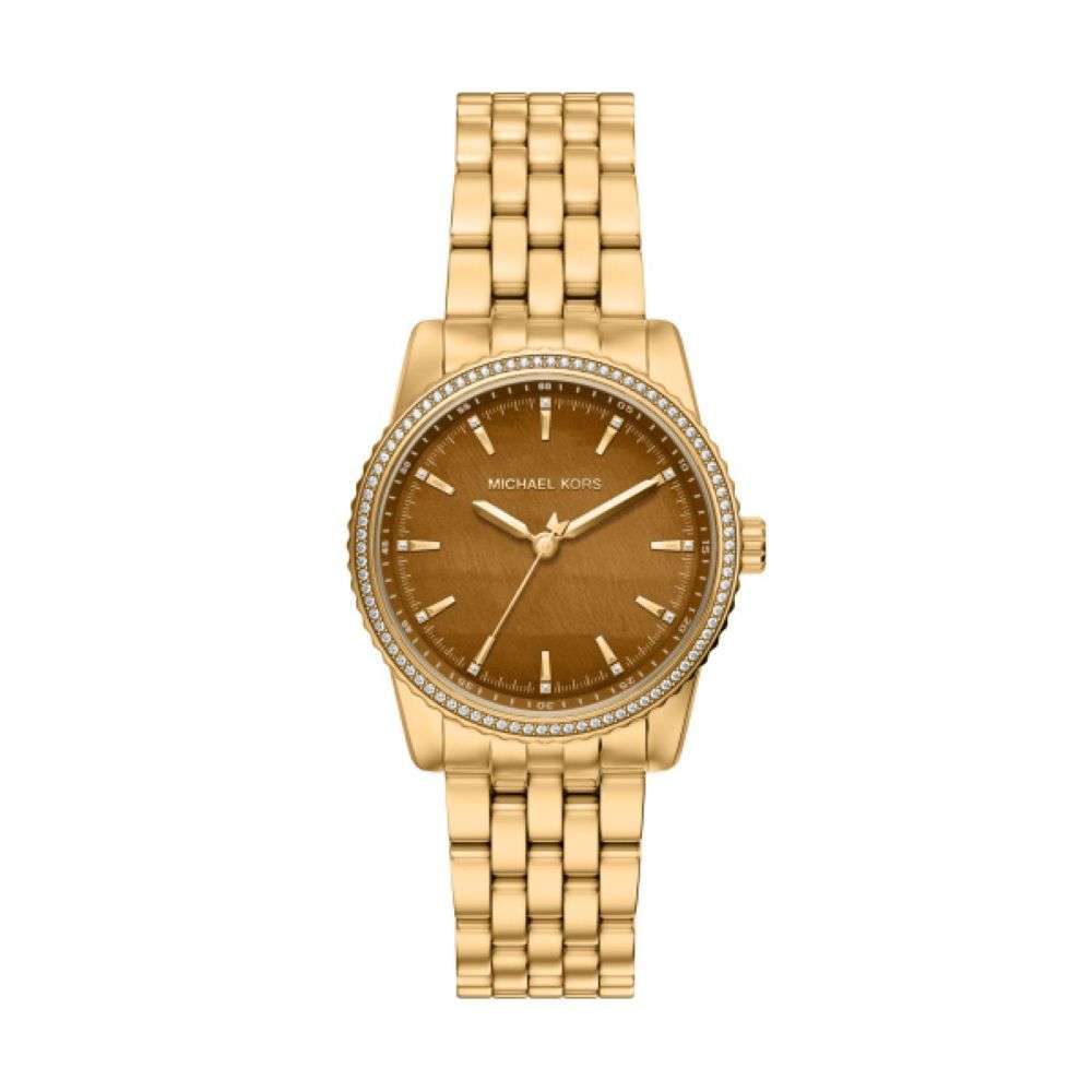 Ladies Rolled Gold Bracelet Bryant Michael Kors Watch with Bronze Dial