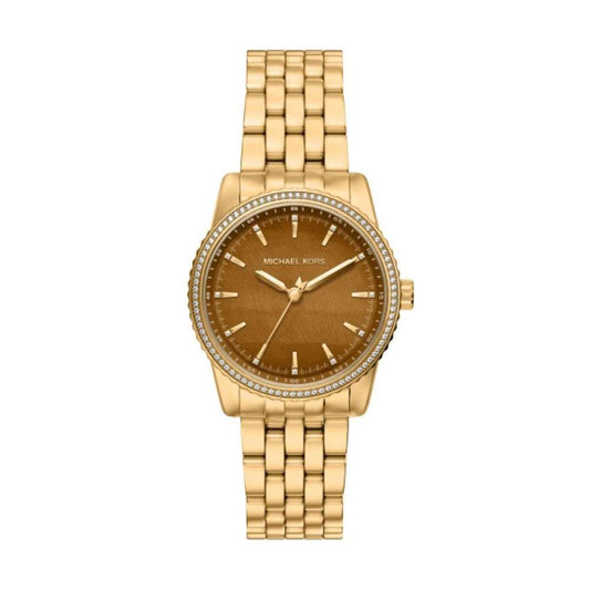 Ladies Rolled Gold Bracelet Bryant Michael Kors Watch with Bronze Dial