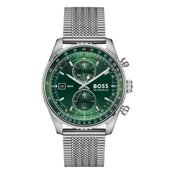 Gents Hugo Boss Skytraveller Chronograph Green Dial