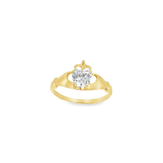 9ct Yellow Gold CZ Claddagh Ring