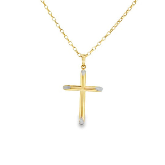 9ct 2 Colour Reversible Cross Pendant 30x20mm