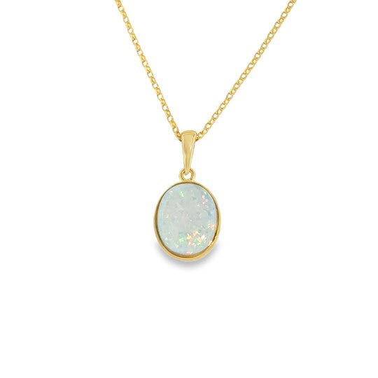 9ct Opal Oval Rubover Pendant