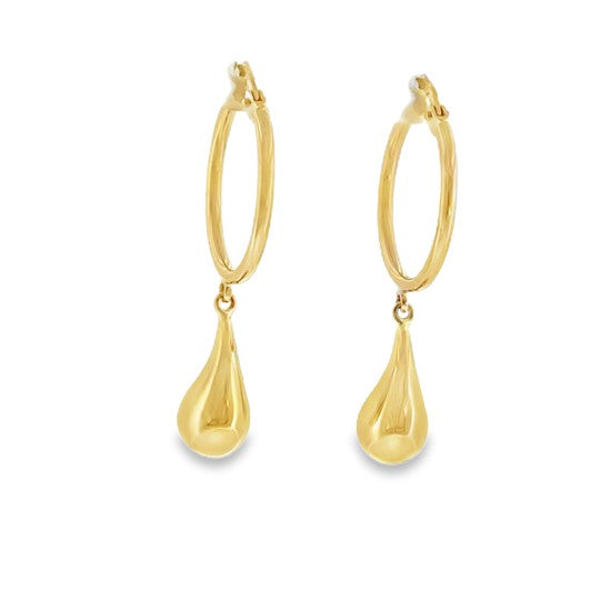 9ct Yellow Gold 15mm Hoop Earrings With Pear Drop