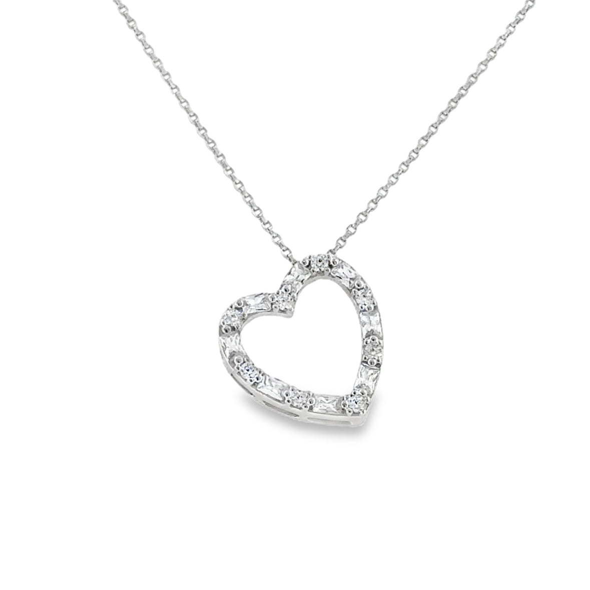Sterling Silver Open CZ Heart Pendant