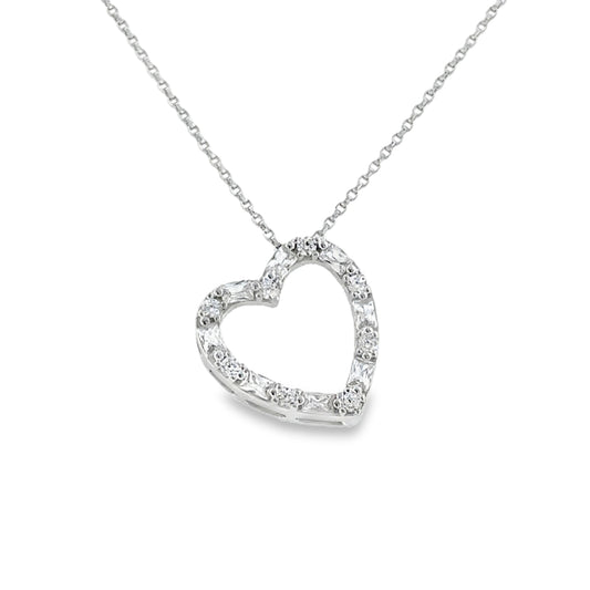 Sterling Silver Open CZ Heart Pendant