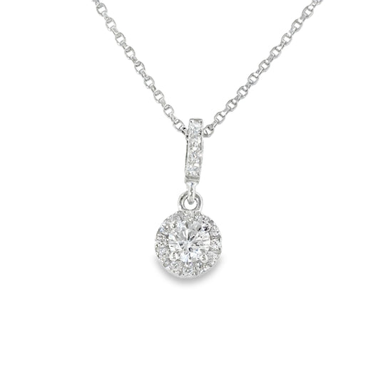 Sterling silver CZ Halo Pendant with CZ Baile
