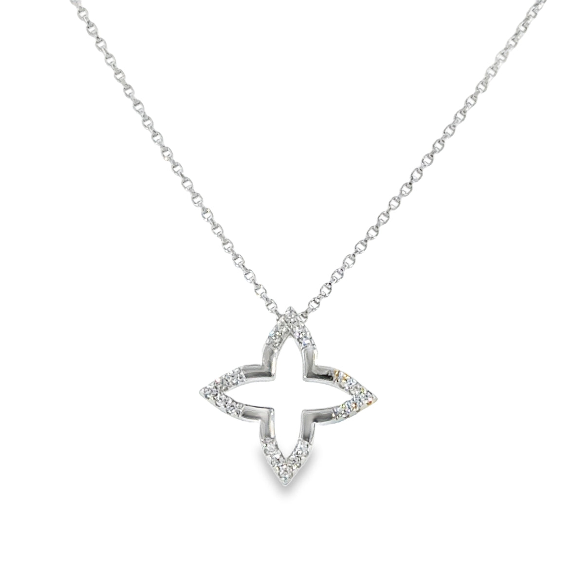 Sterling Silver CZ Open Flower Pendant