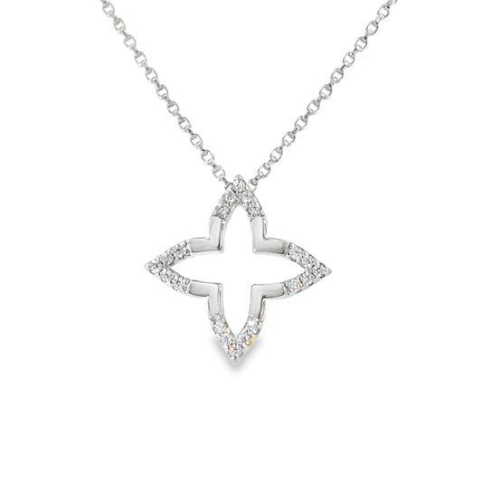 Sterling Silver CZ Open Flower Pendant