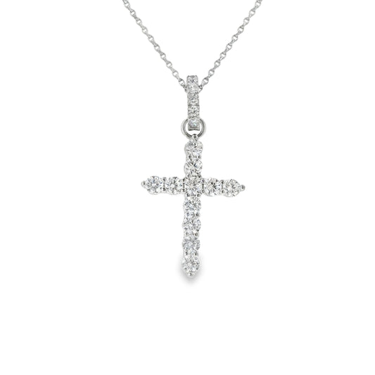 Sterling Silver CZ Cross Pendant with CZ Baile 29mm x 18mm