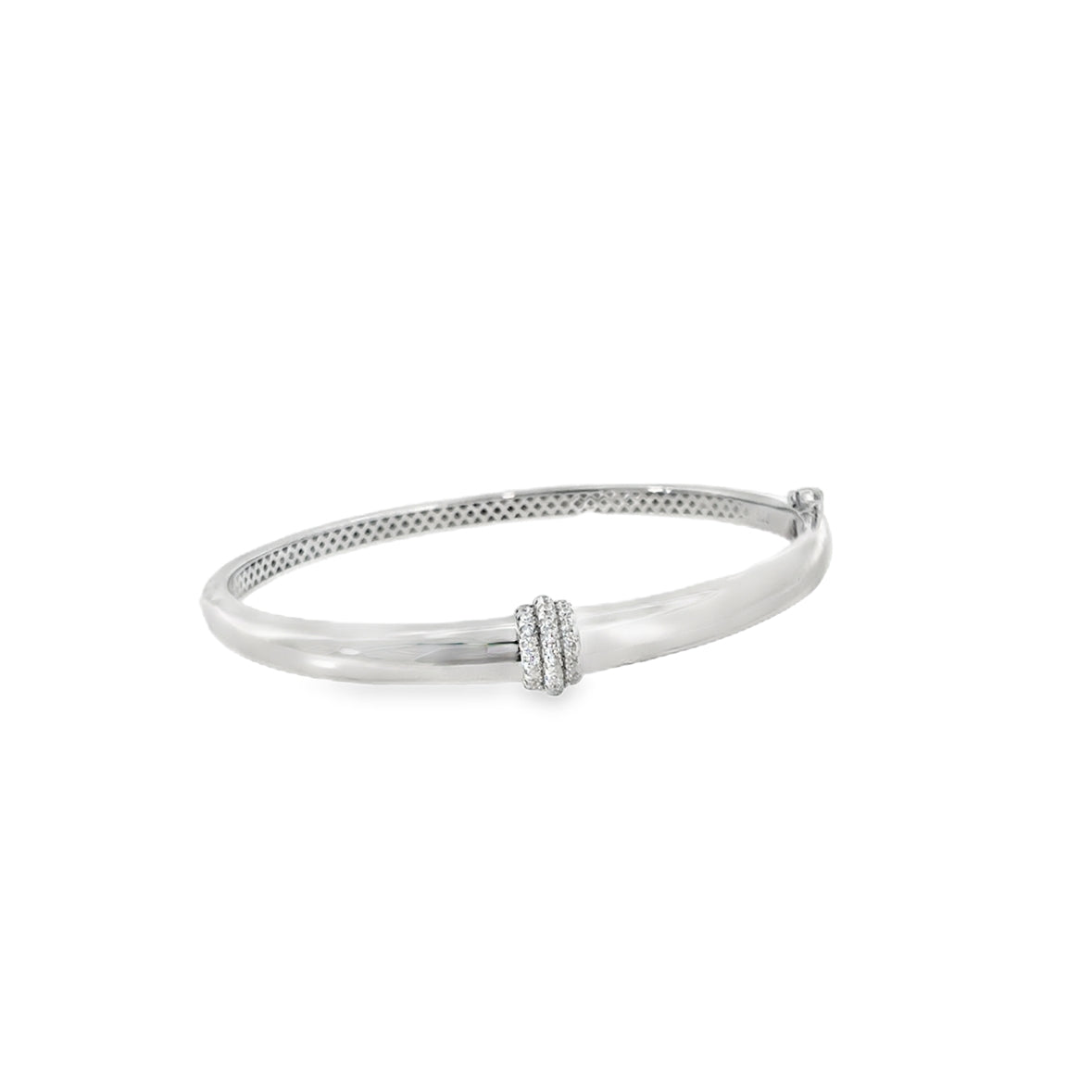 Sterling Silver Stone Set CZ Knot Centre Bangle