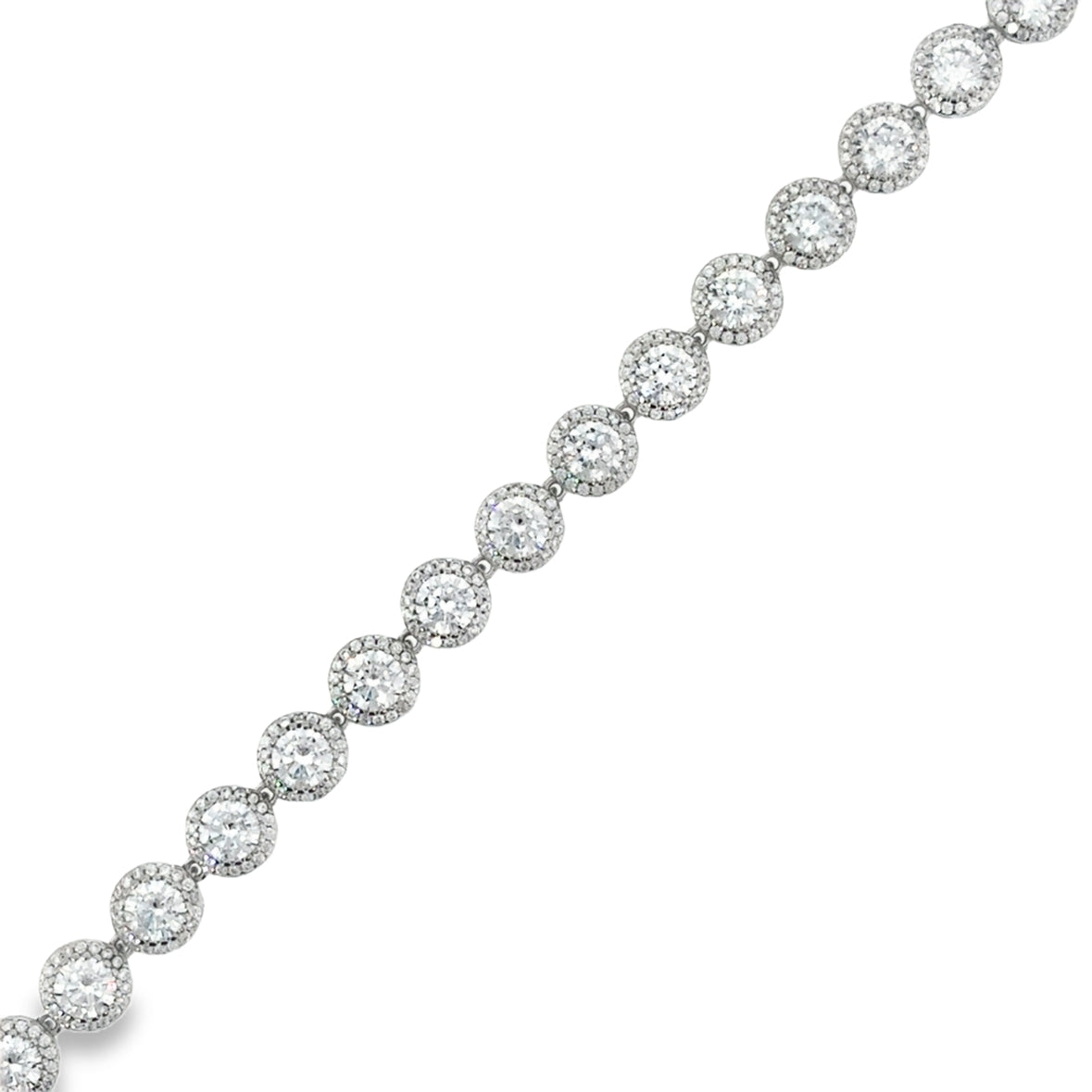 Sterling Silver CZ Round Halo Tennis Bracelet
