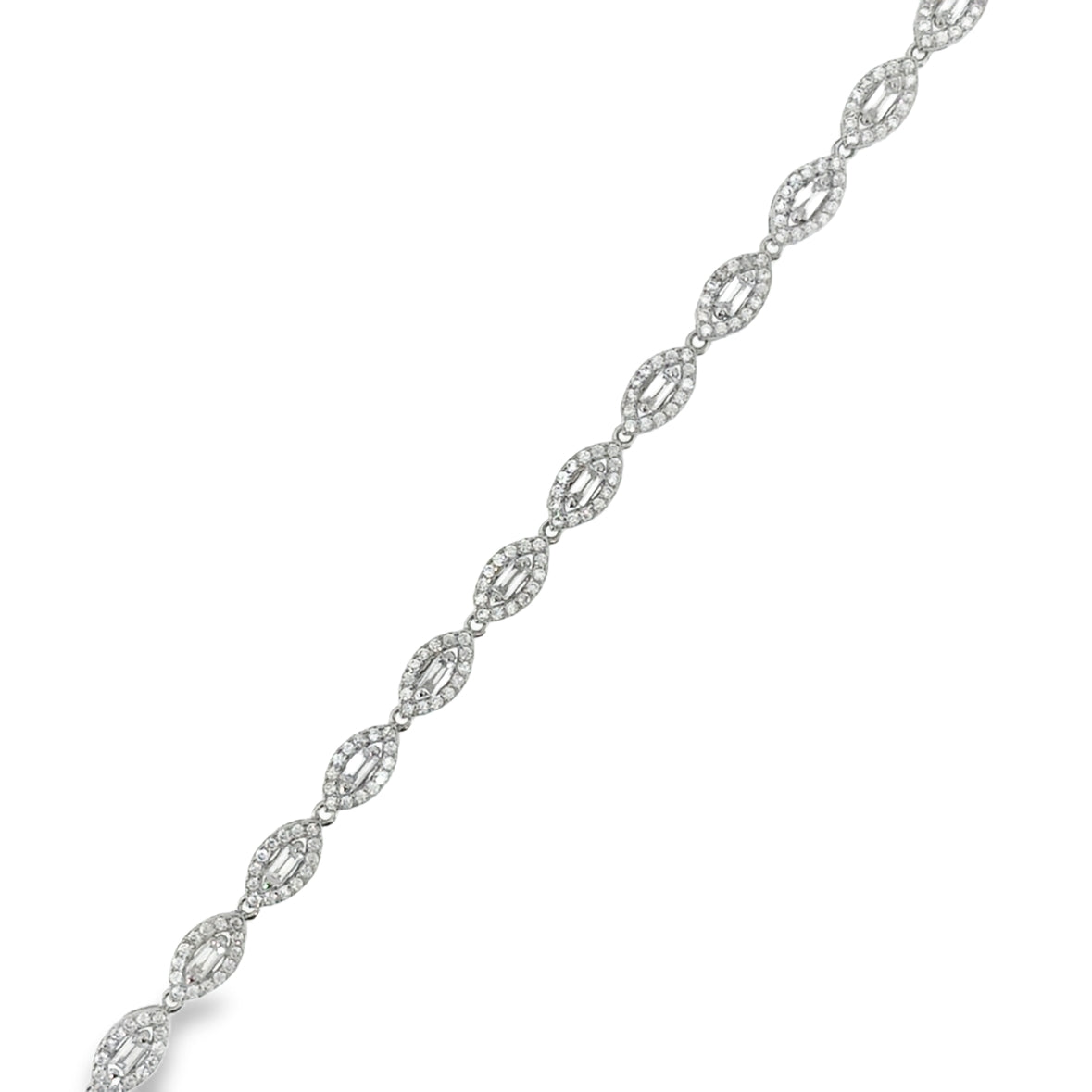 Sterling Silver CZ Marquise Halo Tennis Bracelet