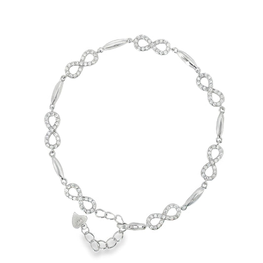 Sterling Silver CZ Infinity Bracelet
