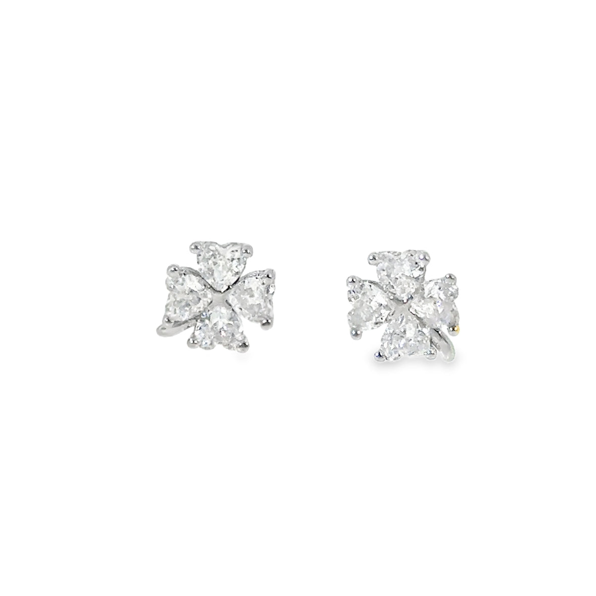 Sterling Silver CZ Clover Earrings