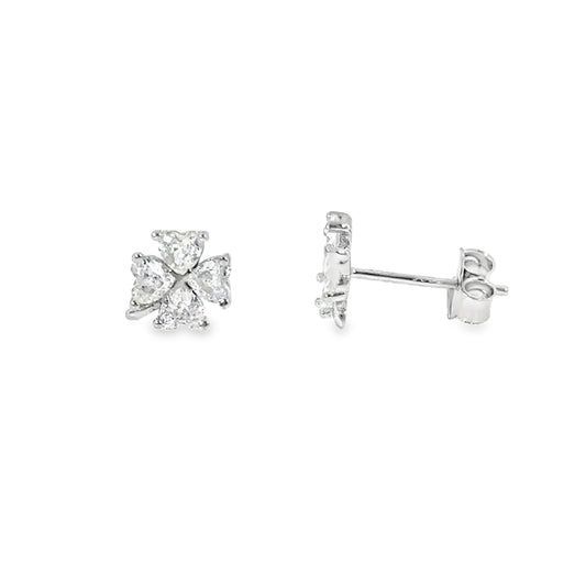 Sterling Silver CZ Clover Earrings