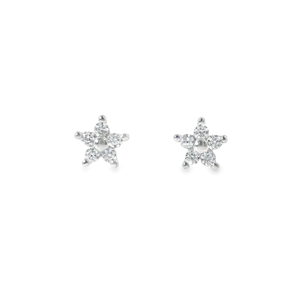 Sterling Silver CZ Flower Earrings