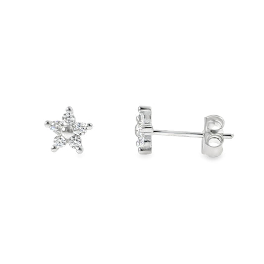 Sterling Silver CZ Flower Earrings