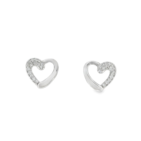 Sterling Silver CZ Open Heart Earrings