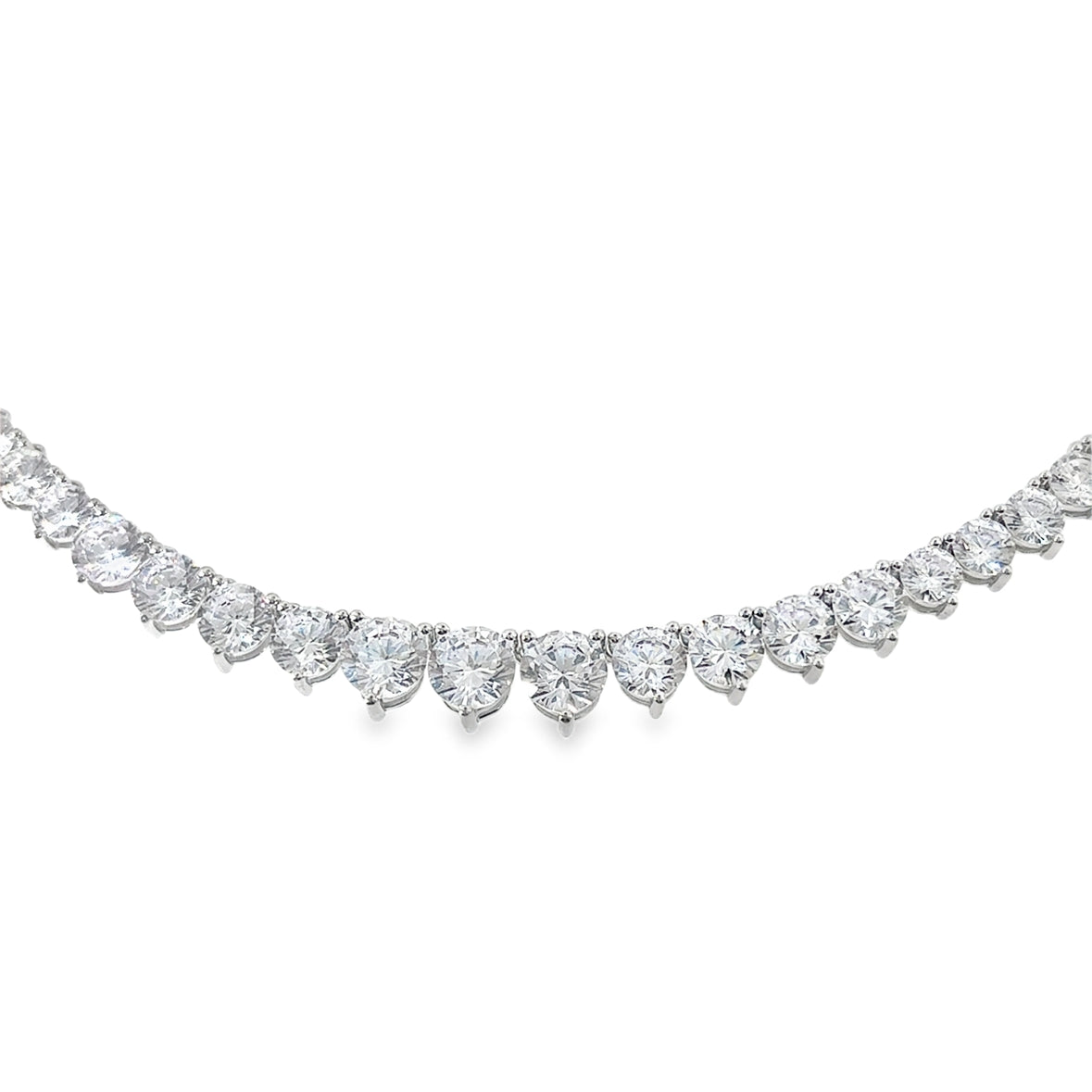 Sterling Silver Graduated CZ Tennis Necklet