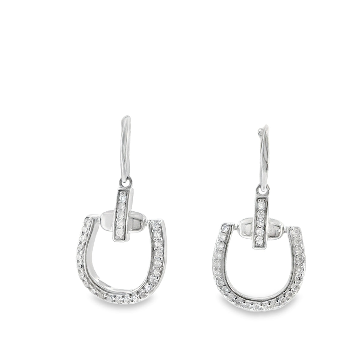 Sterling Silver CZ Horseshoe Drop Earrings