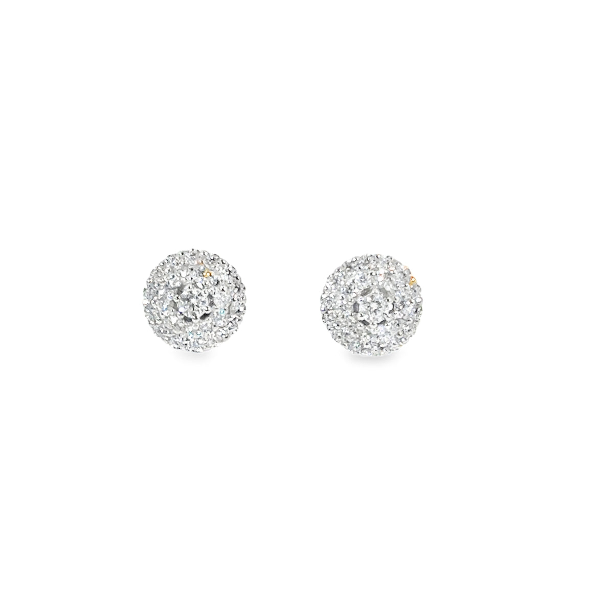 Sterling Silver Round CZ Cluster Earrings