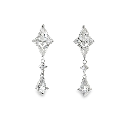 Sterling Silver CZ Fancy Drop Earrings
