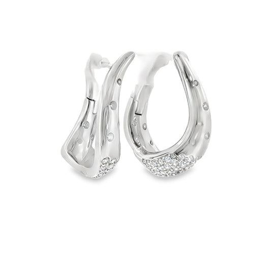 Sterling Silver CZ Scatter Hoop Earrings