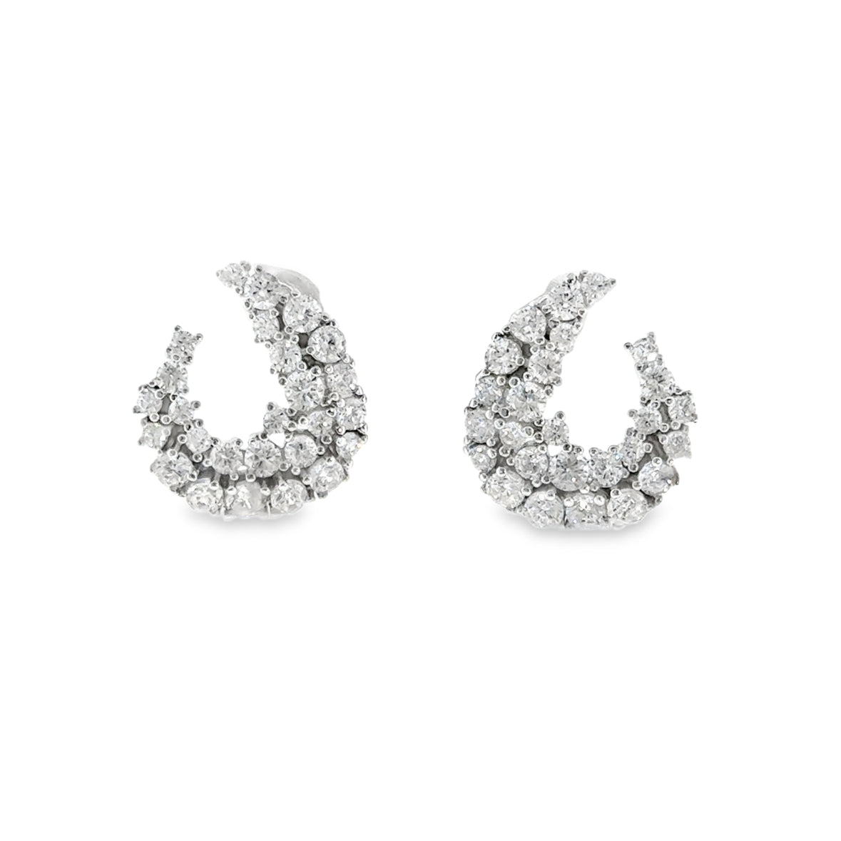 Sterling Silver CZ Swirl Cluster Earrings