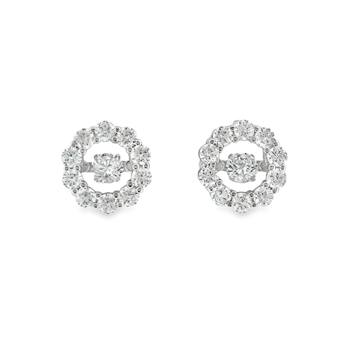 Sterling Silver CZ Spinning Round Open Halo Earrings
