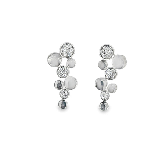 Sterling Silver CZ Pave Multi Circle Drop Earrings