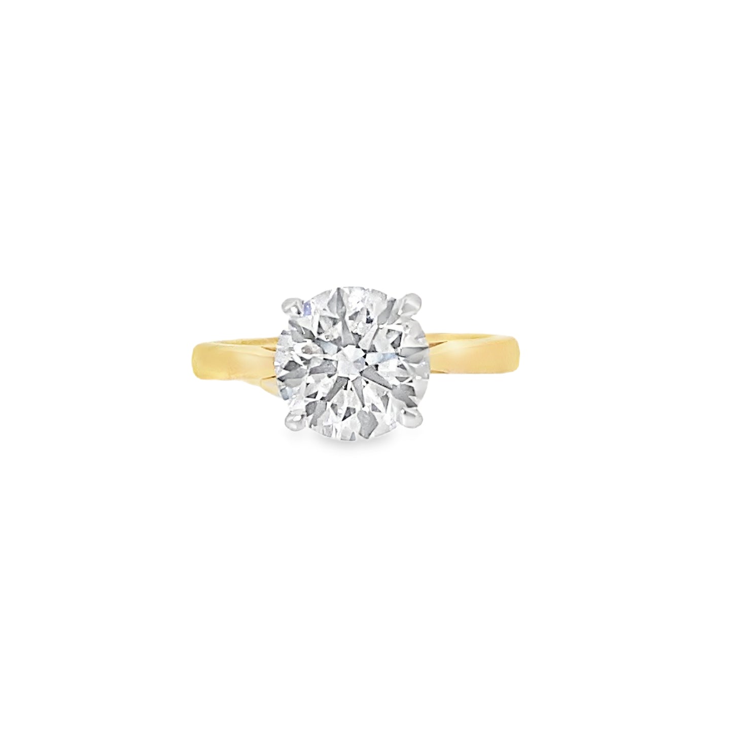 18ct 4 Claw Round Brilliant Solitaire Cultured Diamond Ring 2.60ct