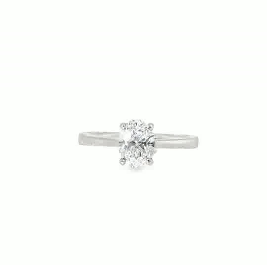 Platinum 4 Claw Oval Cut Solitaire Cultured Diamond Ring 1.00ct