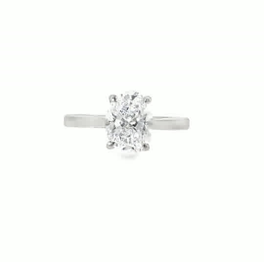 Platinum 4 Claw Oval Cut Solitaire Cultured Diamond Ring 2.00ct