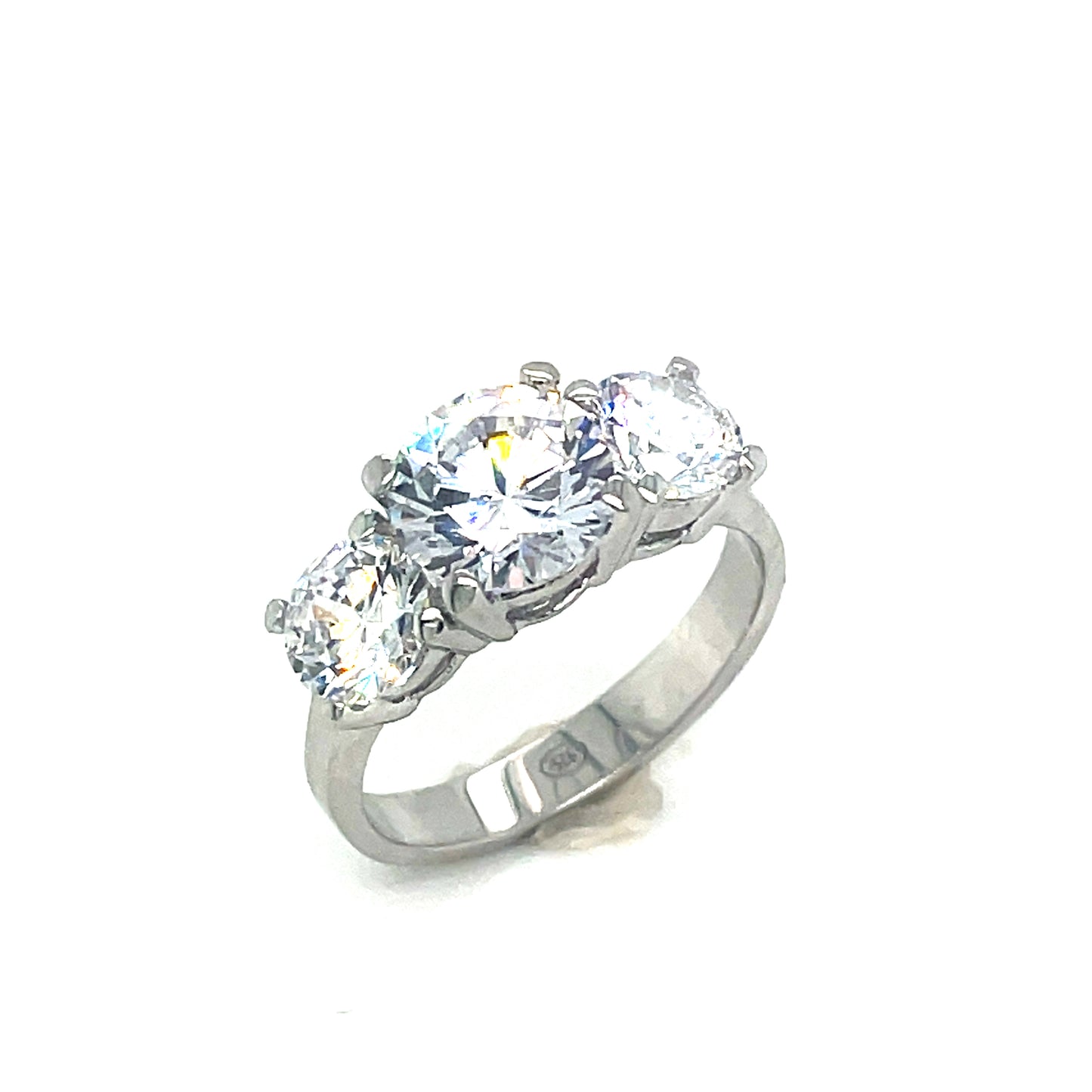Sterling Silver Three Stone Cubic Zirconia Dress Ring