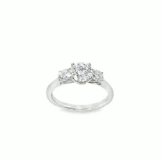 Platinum 3 Stone Round Brilliant Centre Cultured Diamond Ring With Brilliant Shoulders 1.52ct