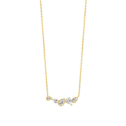 Sterling Silver Gold Plated Multi CZ Hammock Necklet