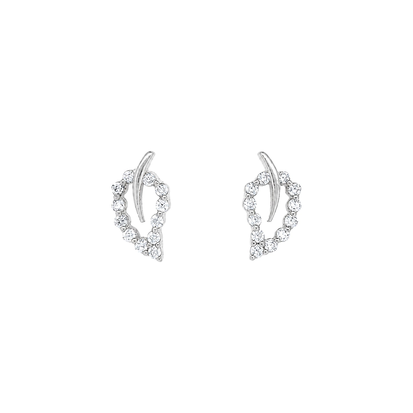 Sterling Silver CZ Open Leaf Kids Earrings